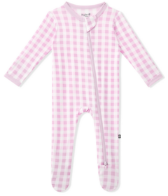 Kyte BABY Zippered Footie Gingham Thistle