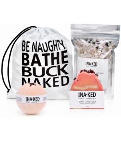 Buck Naked Soap, Bath Bomb & Salt Trio Juniper & Spruce