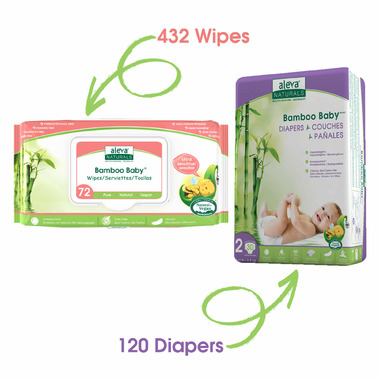 Aleva Naturals Bamboo Size 2 Diaper and Sensitive Wipes Bundle Aleva Naturals Bamboo Size 2 Diaper and Sensitive Wipes Bundle