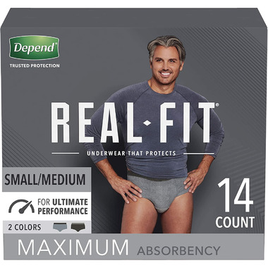 Depend FIT-FLEX Incontinence Underwear for Men, Maximum Absorbency,  Disposable, Small/Medium, Grey, 60 Count (2 Packs of 30) (Packaging May  Vary)