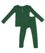 Kyte BABY Ribbed Henley Long Sleeve and Pant Set Forest