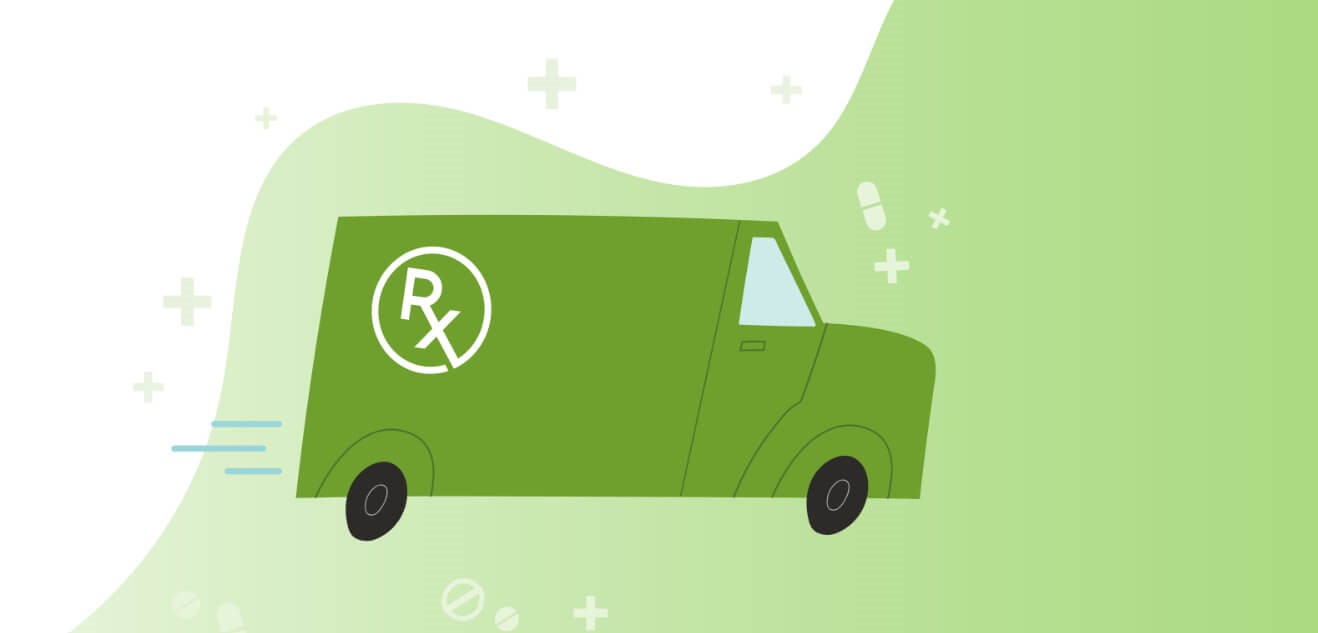 green delivery truck speeding
