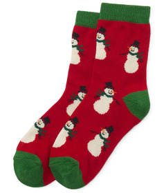Hatley Little Blue House Kids Crew Socks Vintage Snowmen