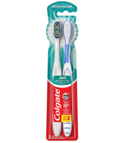 Colgate 360 Toothbrush with Tongue and Cheek Cleaner Medium