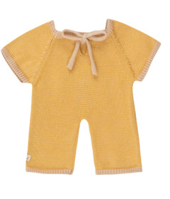 image of WE ARE GOMMU Micro Stripes Long One-Piece Light Cream Mustard Doll Outfit with sku:327745