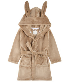 Petit Lem Plush Robe Hooded Bunny Ears Mocha Sand