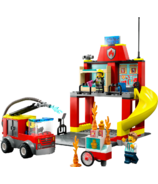 Ensemble de jouets de construction pour la caserne de pompiers et le camion de pompiers LEGO City