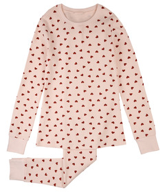 petit lem Women's PJ Long Sleeve Top and Pants Set Light Pink Hearts