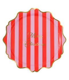 Meri Meri Striped Dinner Plates Merry Christmas