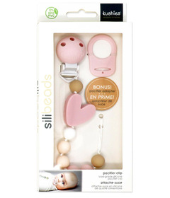 Kushies Silicone Pacifier Clip Heart