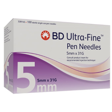 BD Ultra-Fine Mini Pen Needles 5MM 3/16 Inch 31 Gauge Box