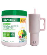 Organika All-In-One Essential Greens & Probiotiques et Pink Tumbler Bundle
