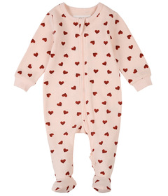 petit lem Knit Footed Sleeper Light Pink Hearts