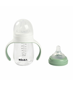 BEABA 2 in 1 Bottle to Sippy Training Cup Green