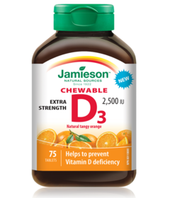 Jamieson Vitamin D3 2,500IU Chewable Tangy Orange