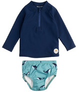 petit lem Baby Boy Top and Swim Diaper Swim Set Knit Navy