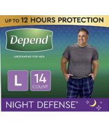 Depend Night Defense - Sous-vêtements pour hommes pour l'incontinence - Nuit L