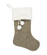 Silver Tree Light Green Corduroy Stocking With Boucle Cuff And Balls