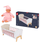 Corolle Calin Charming Pastel Doll & Janod Bed Bundle