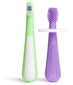 Ubbi 2-Stage Toothbrush Set Purple and Zest