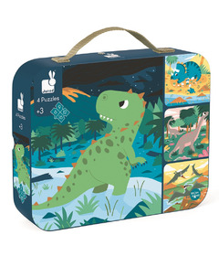 Janod 4 en 1 Puzzles progressifs Dinosaures