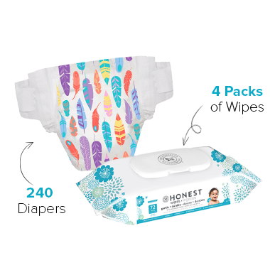 The Honest Company Feather Print Diapers & Wipes Bundle Size 2 The Honest Company Feather Print Diapers & Wipes Bundle Size 2