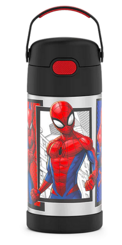 MARVEL SPIDER-MAN PLASTIC THERMOS TRAVEL SCHOOL COLD DRINK MUG CUP KIDS 