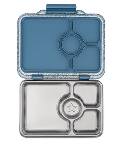 image of Yumbox Pret Stainless Steel 4 Compartment Bento Box Paris Blue Glitter with sku:332538