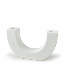 Paddywax U Shaped Ceramic Taper Holder White Speckled