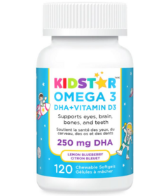 KidStar Nutrients OMEGA 3 DHA + Vitamin D3 Chewables 