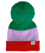 Headster Kids Tricolor Beanie Lined With Fleece Tokyo Red