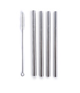 Life Without Waste Stainless Steel Straight Smoothie Straws + Brush