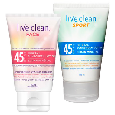 live clean face mineral spf 45 sunscreen lotion