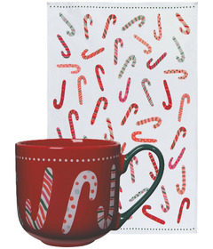 image of Jubilee By Danica Christmas Mug & Dishtowel Set Merry Mints with sku:334825
