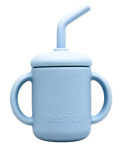 Kushies Silicone SiliSippy Cup with Straw Blue