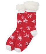 Hatley Women's Sherpa Lined Cabin Sock Snowflakes Red