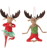 Silver Tree Christmas Ornament Felt Yoga Moose