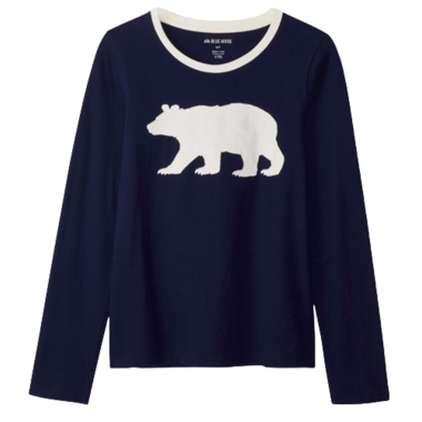 Hatley Little Blue House Bear Women's Stretch Jersey Top