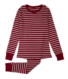 petit lem Women's Thermal PJ Set Scarlet Red Striped