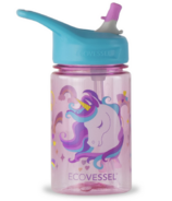 EcoVessel SPLASH Tritan Plastic Kids Water Bottle with Flip Straw Unicorn