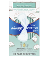 Serviettes Always coton pur avec mousse flexible absorbance régulière 