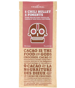 ChocoSol Five Chili Bullet Stone Ground Dark Chocolate