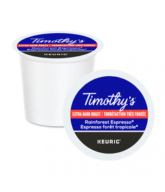 Timothy's Extra Dark Roast Coffee Rainforest Espresso K-Cup Pods
