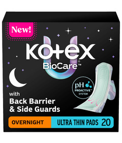 U by KOTEX BioCare Ultra-Thin Winged Overnight Pads