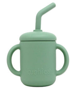 Kushies Silicone SiliSippy Cup with Straw Sage