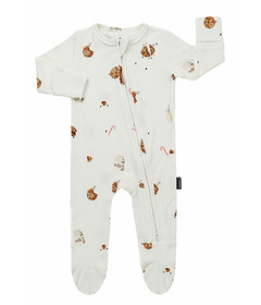 Belan.J Ribbed Bamboo Footed Zipper Sleeper Milk & Cookies