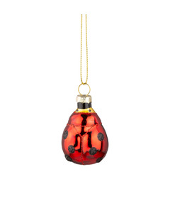 Silver Tree Glass Ladybug Ornament Red