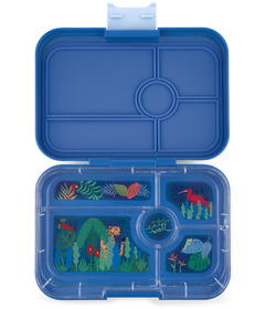 Yumbox Tapas 5 Compartment Bento Lunch Box True Blue with Jungle Tray