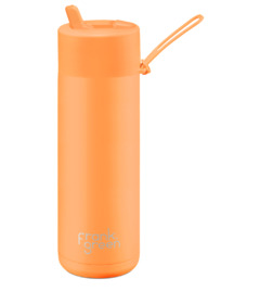 frank green Ceramic Reusable Bottle with Flip Straw Lid Neon Orange