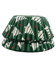 image of Fox Run Green Christmas Tree Cupcake & Muffin Liners with sku:313424